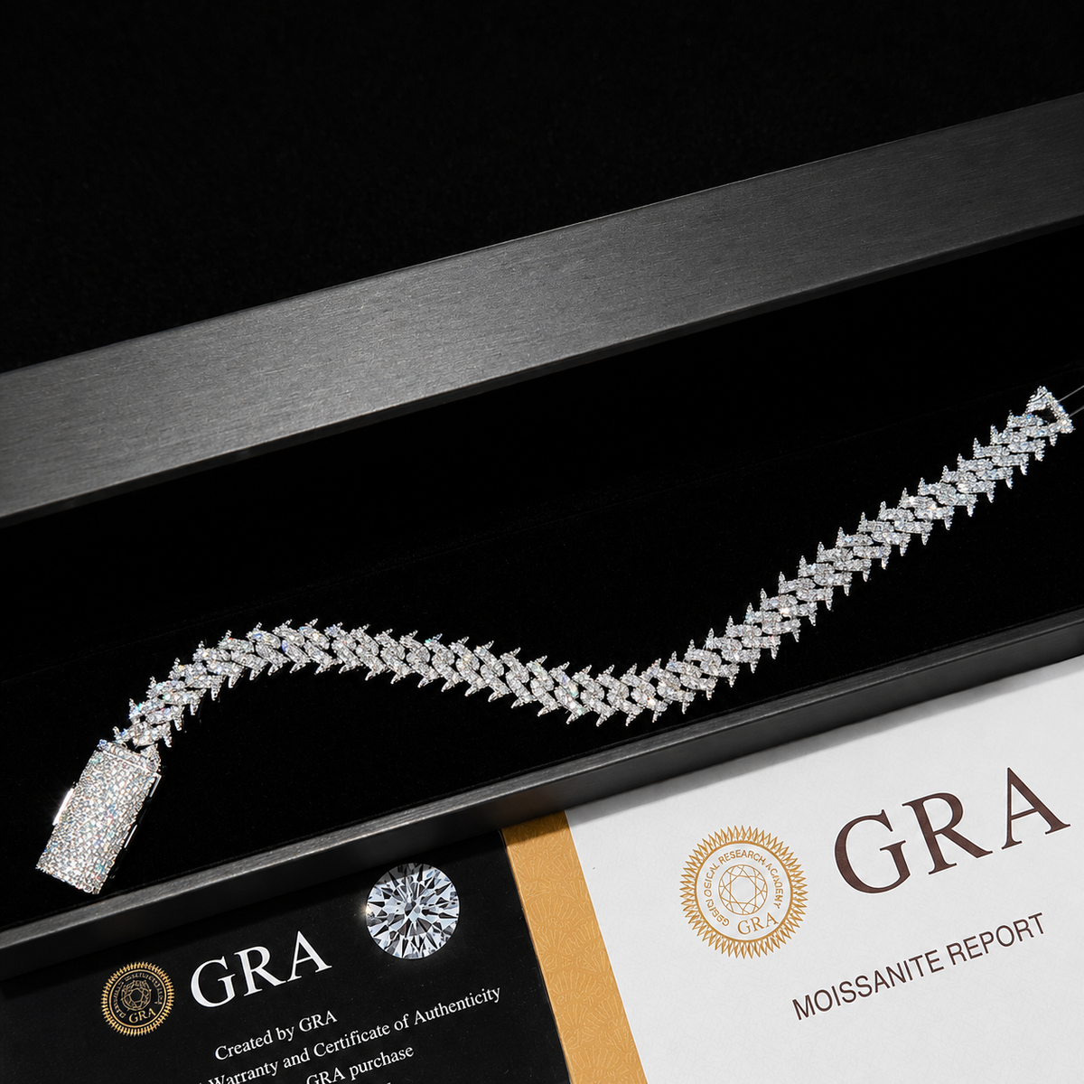 10MM Spike Shaped Moissanite Cuban Link Bracelet – 925 Sterling Silver