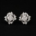 Flower Swirl Moissanite Screw Back Stud Earrings – 925 Sterling Silver