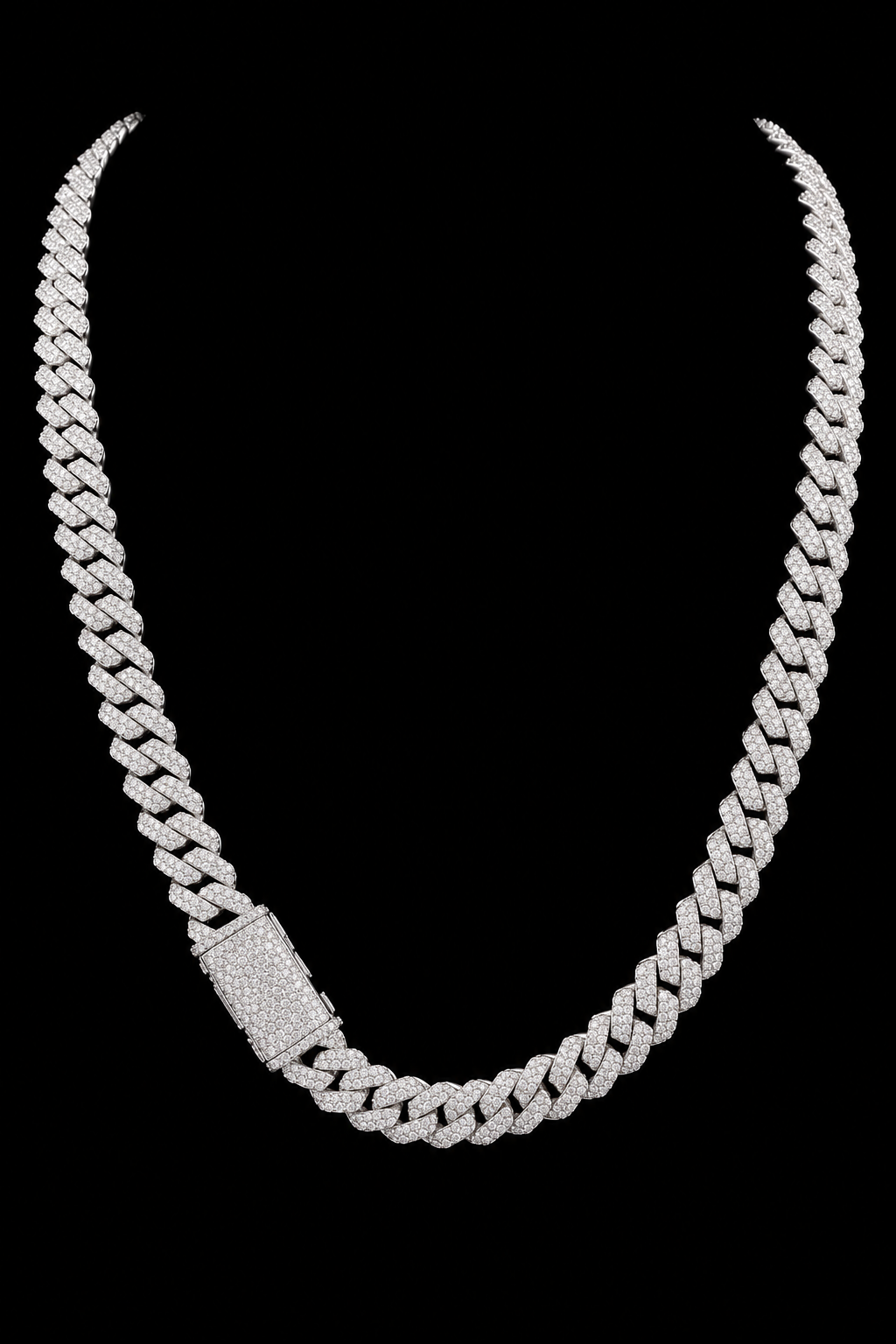 8MM Double Row Moissanite Cuban Link Chain – 925 Sterling Silver