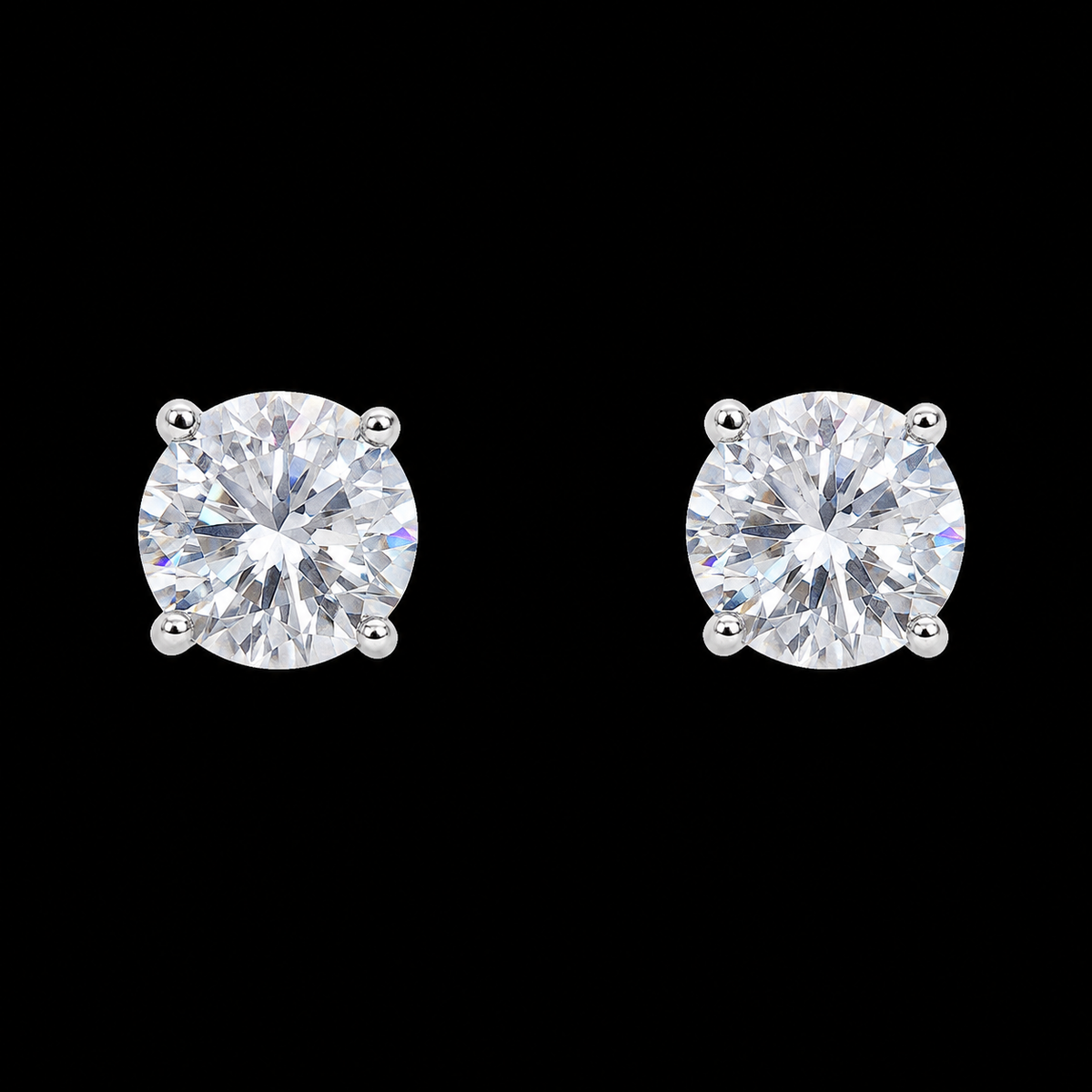 Round Cut Moissanite Screw Back Stud Earrings – 925 Sterling Silver