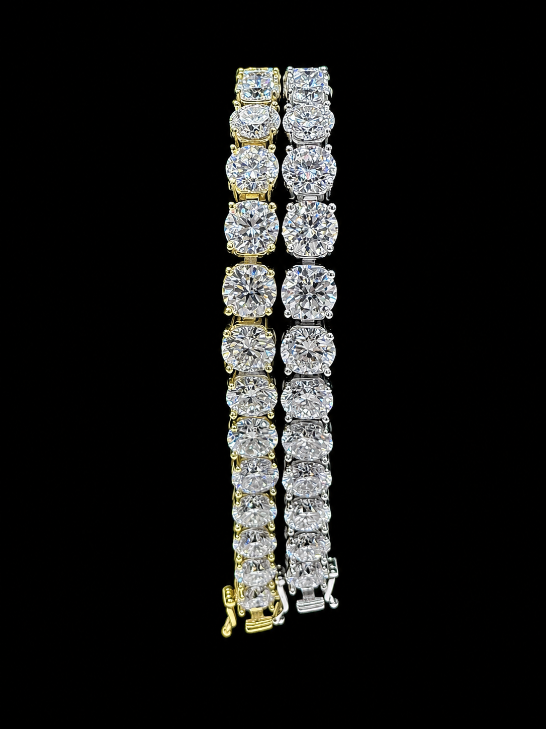 6.5MM Round Cut Moissanite Tennis Bracelet – VVS D-Color, 925 Sterling Silver