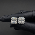 Baguette Cluster Moissanite Screw Back Stud Earrings – 925 Sterling Silver