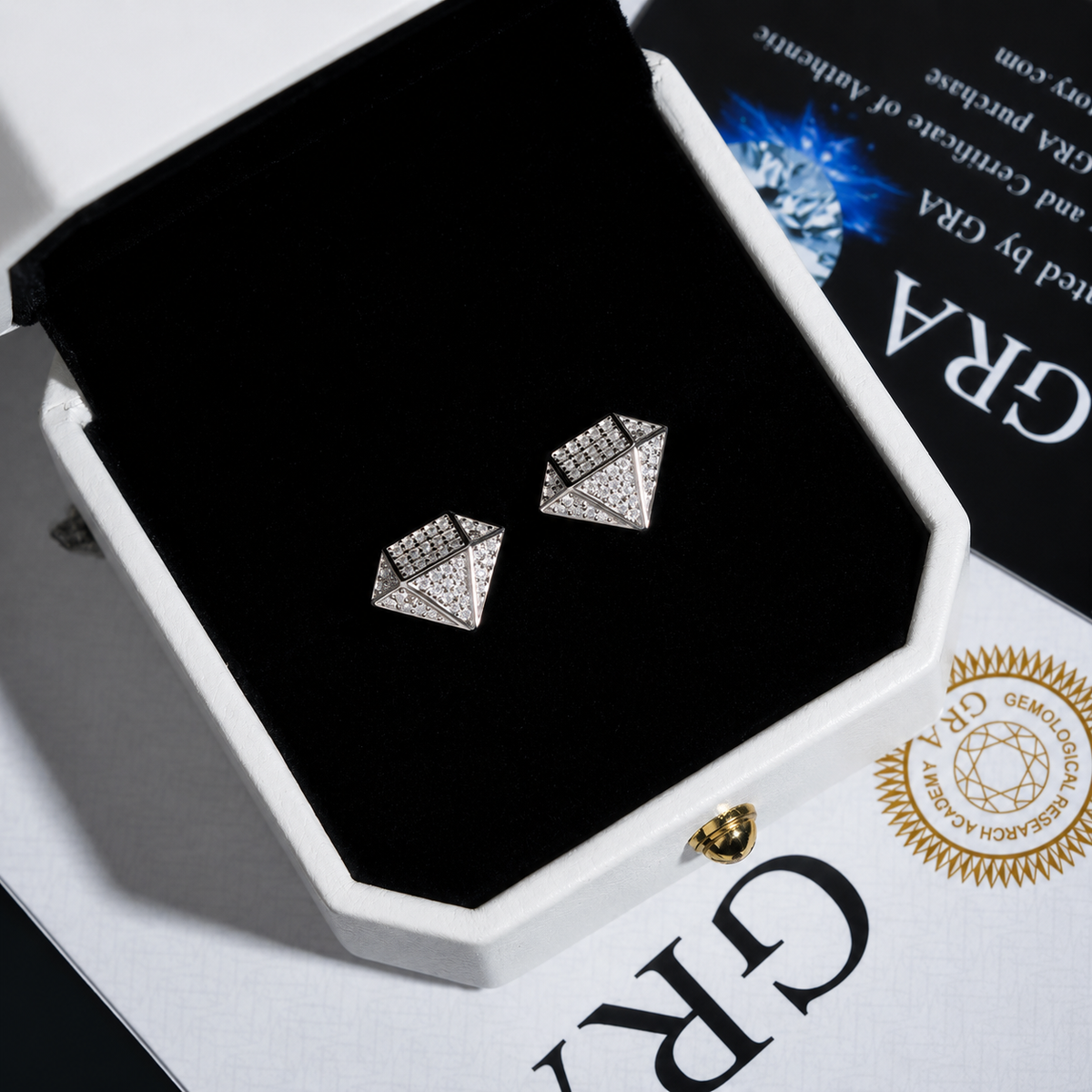 Diamond Shape Moissanite Screw Back Stud Earrings – 925 Sterling Silver