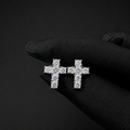 Cross Moissanite Screw Back Stud Earrings – 925 Sterling Silver