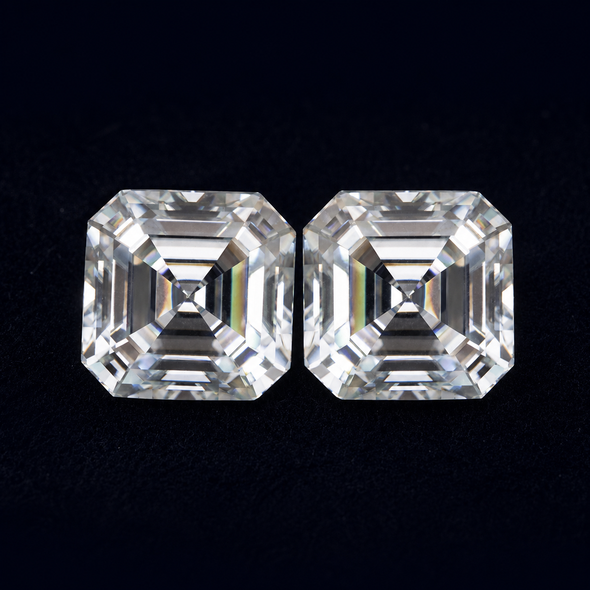 Asscher Cut Moissanite Screw Back Stud Earrings – 925 Sterling Silver