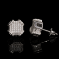 Octagon Shield Pavé Moissanite Screw Back Stud Earrings – 925 Sterling Silver