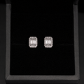 Emerald Cut Halo Moissanite Screw Back Stud Earrings – 925 Sterling Silver