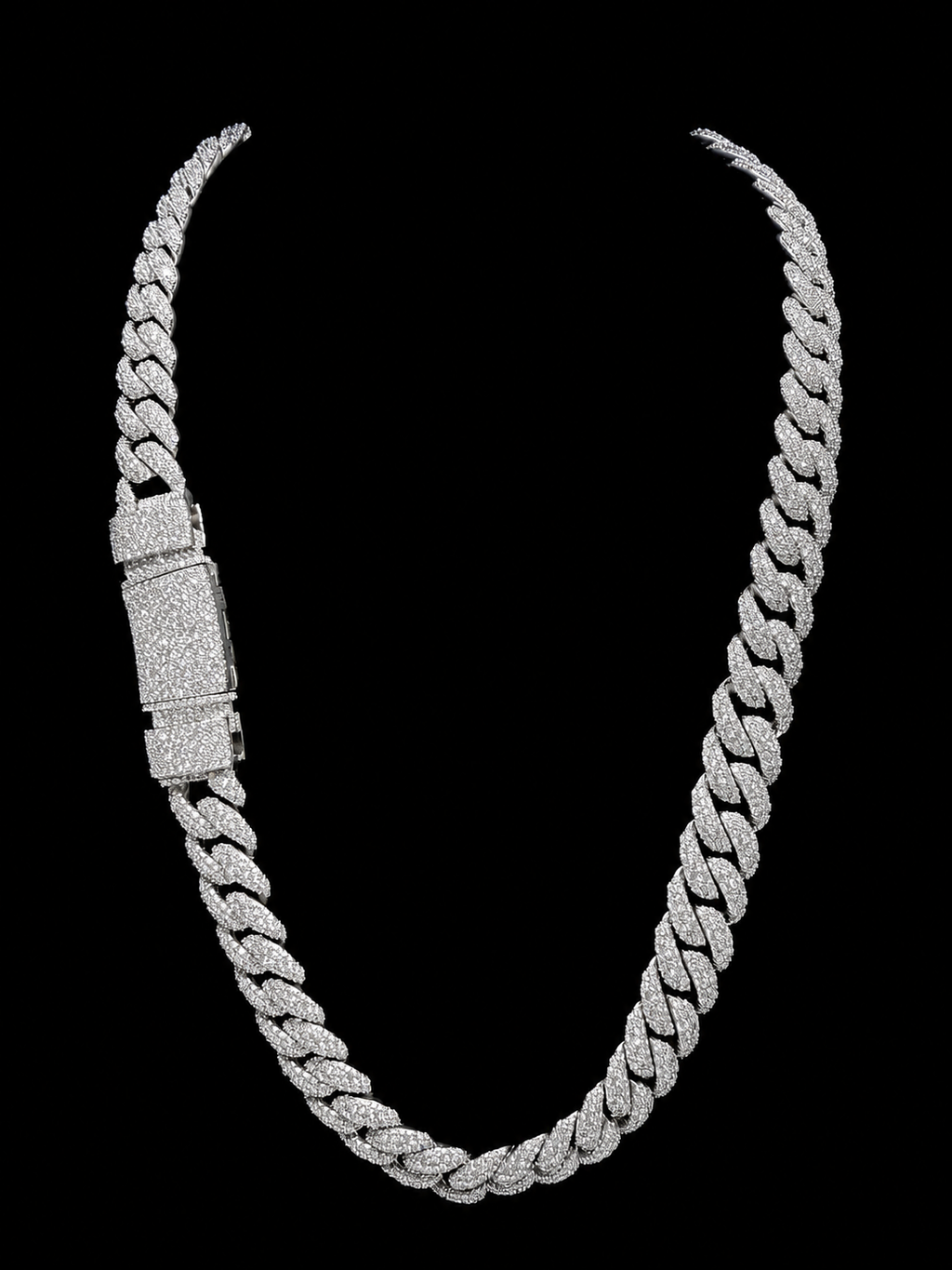 12MM Mosaic Cuban Link Chain – 925 Sterling Silver