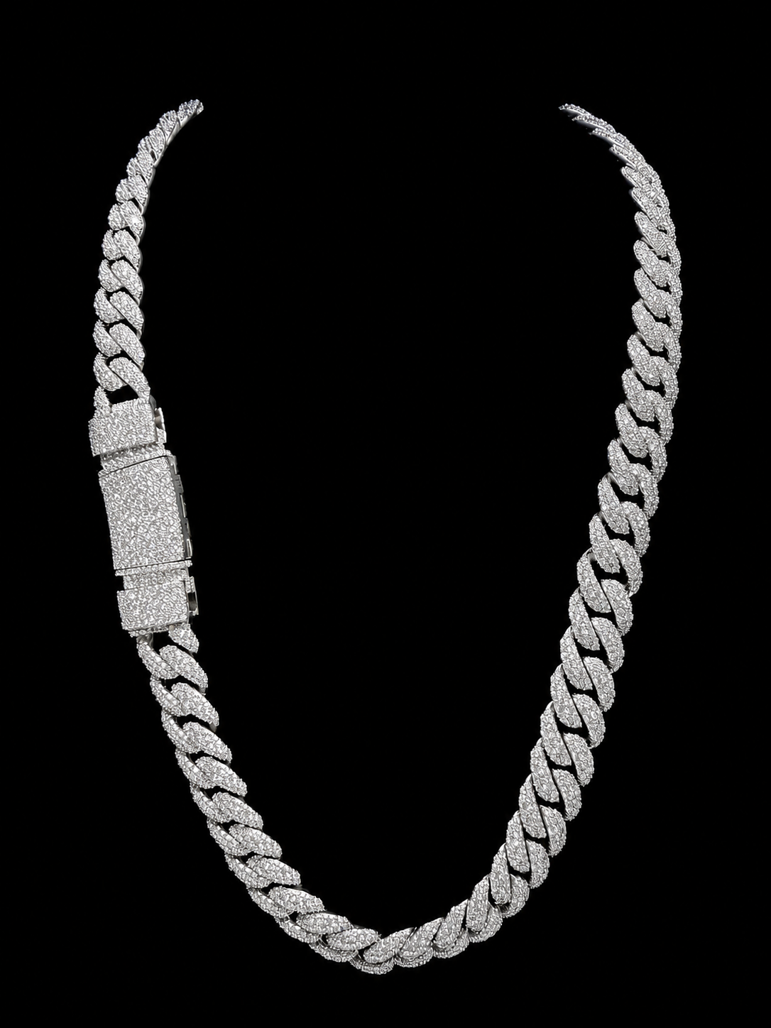 12MM Mosaic Cuban Link Chain – 925 Sterling Silver