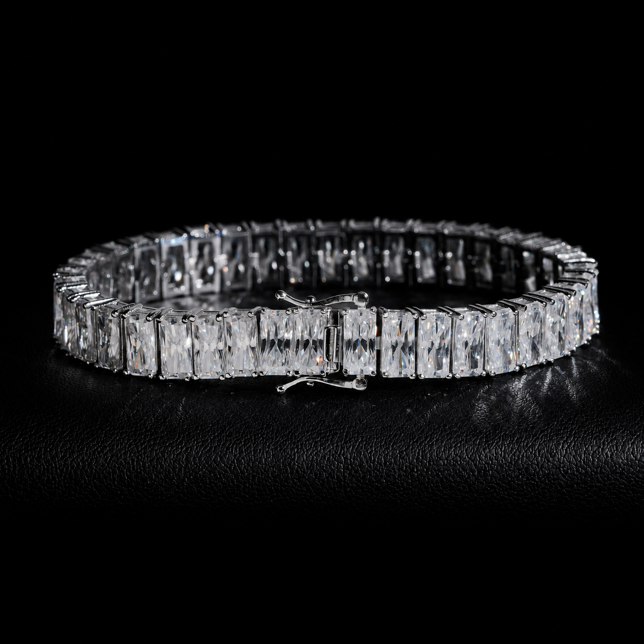 Baguette Tennis Bracelet 925 Sterling Silver Moissanite