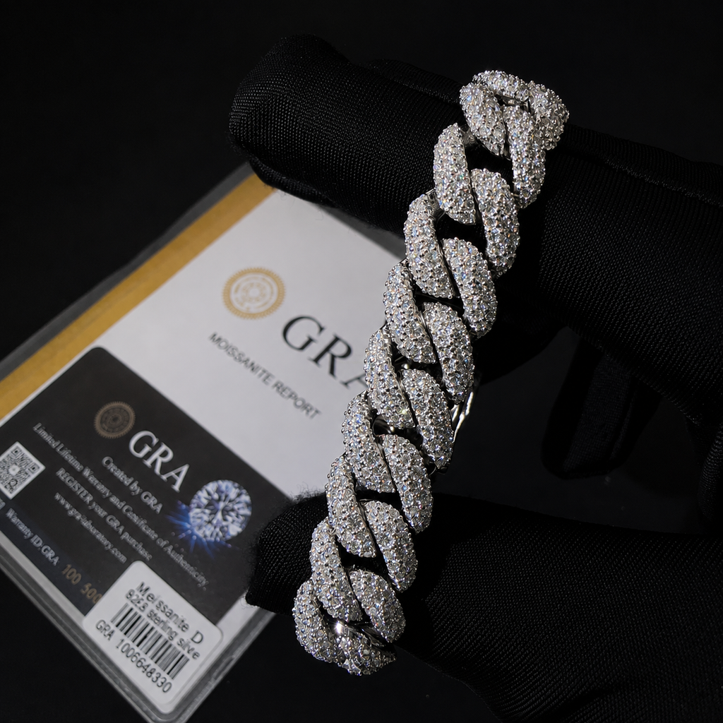 12MM Miami Cuban Link Moissanite Bracelet