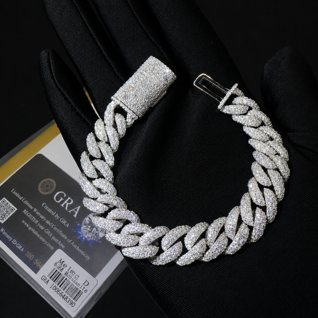 12MM Miami Cuban Link Moissanite Bracelet