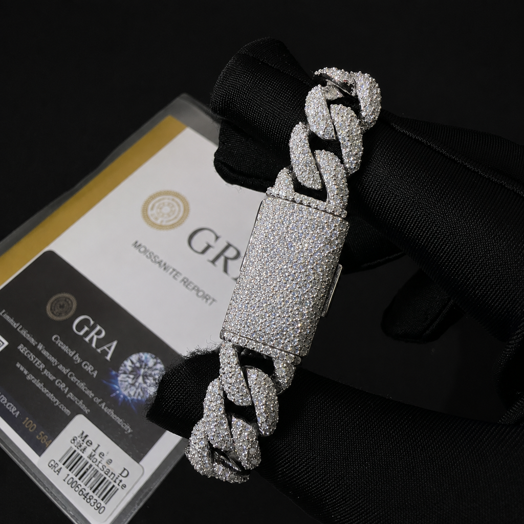 12MM Miami Cuban Link Moissanite Bracelet