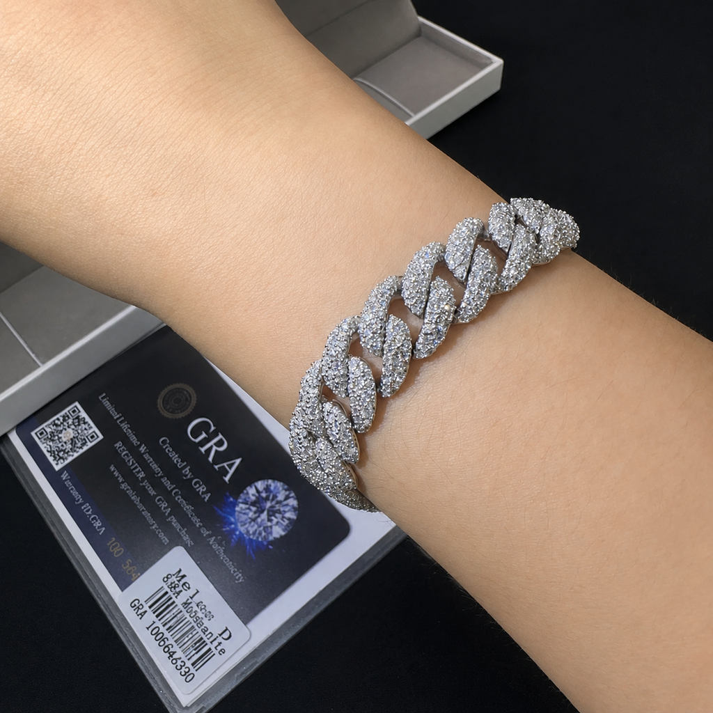 12MM Miami Cuban Link Moissanite Bracelet