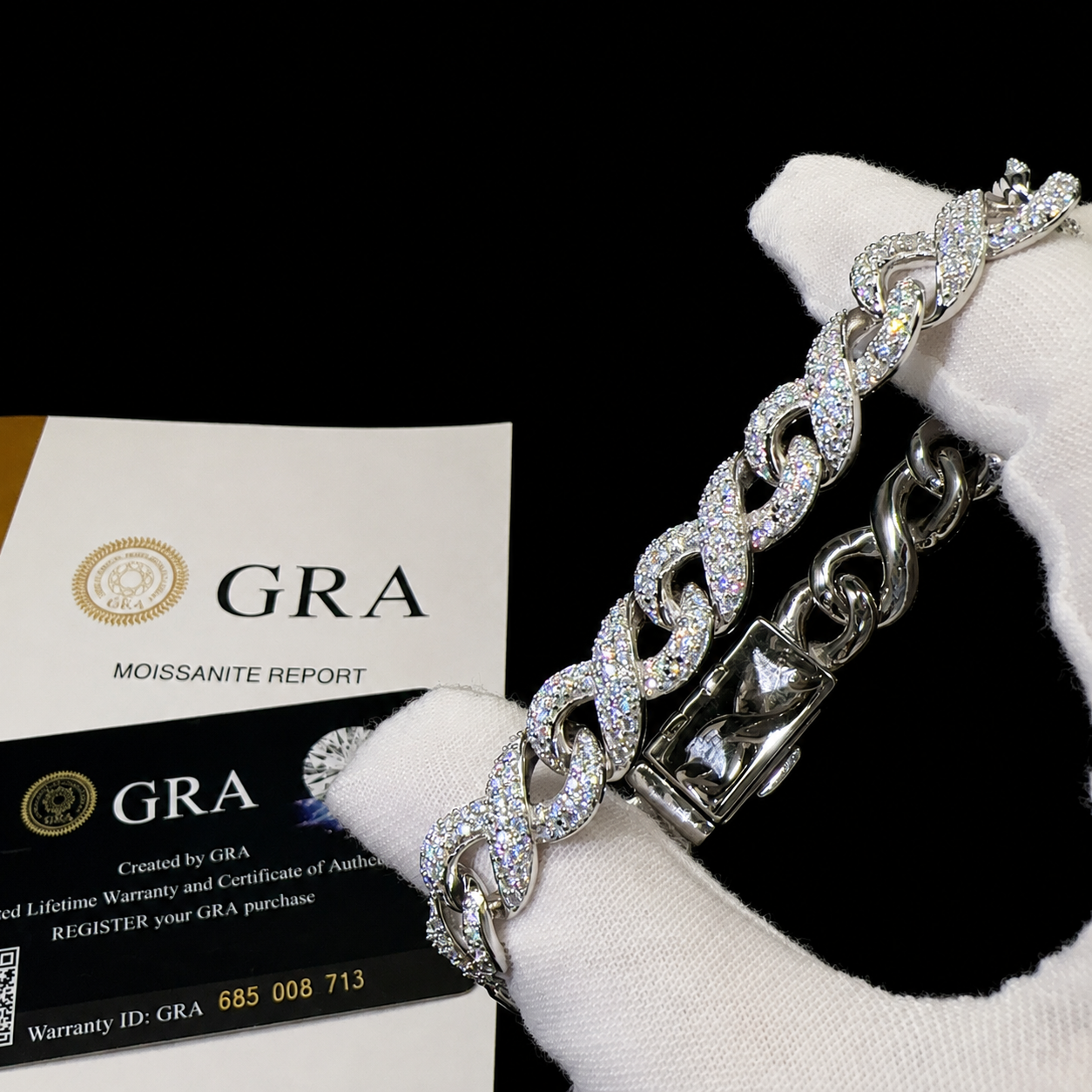 Infinity Chain and Link Bracelet 925 Sterling Silver Moissanite
