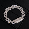 13MM Baguette Moissanite 8Shape Infinity Cuban Bracelet 925 Sterling Silver