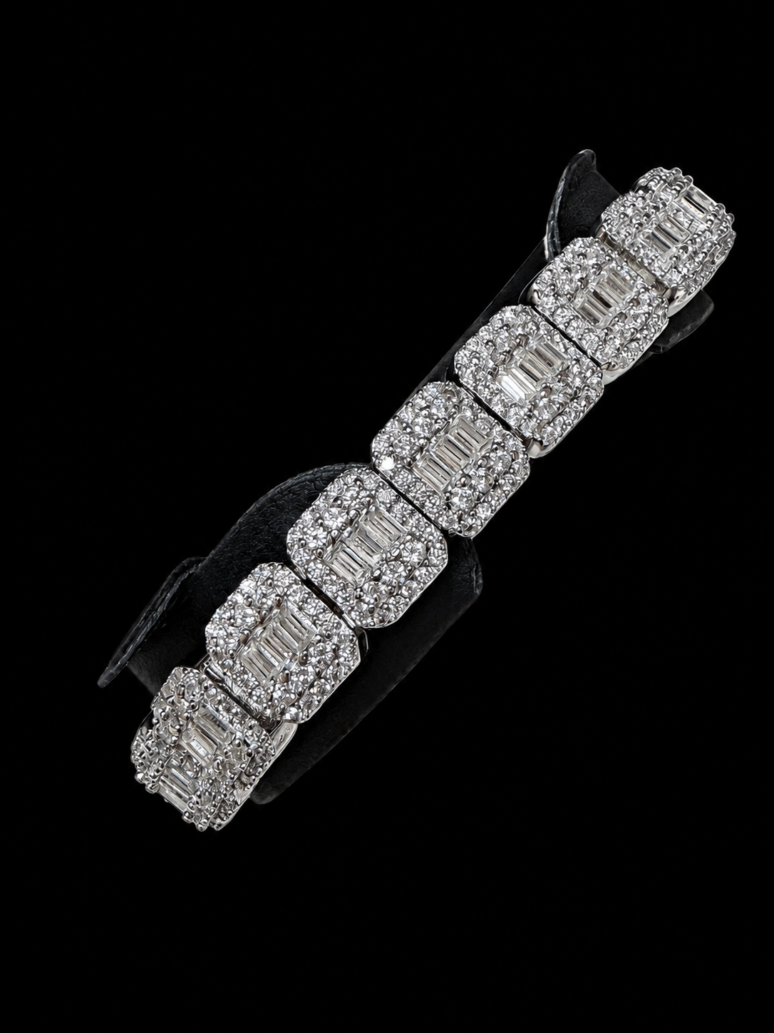 9MM Baguette Cluster Tennis Chain Bracelet 925 Sterling Silver Moissanite