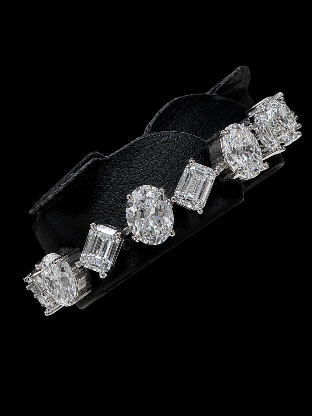 Oval and Emerald Mix and Match 925 Sterling Silver Moissanite Bracelet