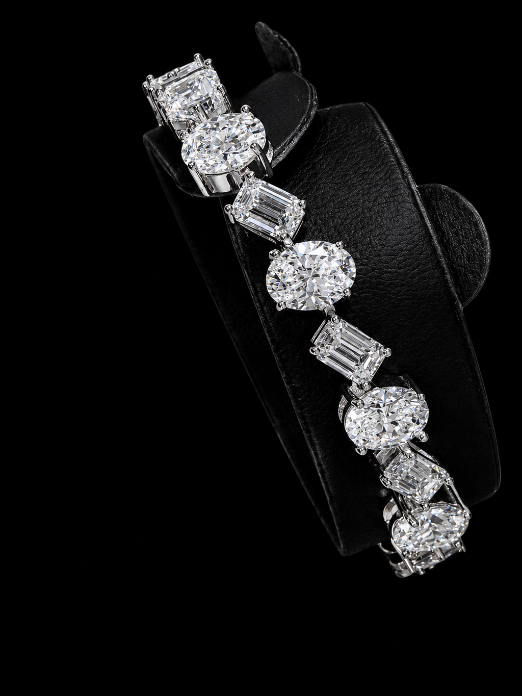 Oval and Emerald Mix and Match 925 Sterling Silver Moissanite Bracelet