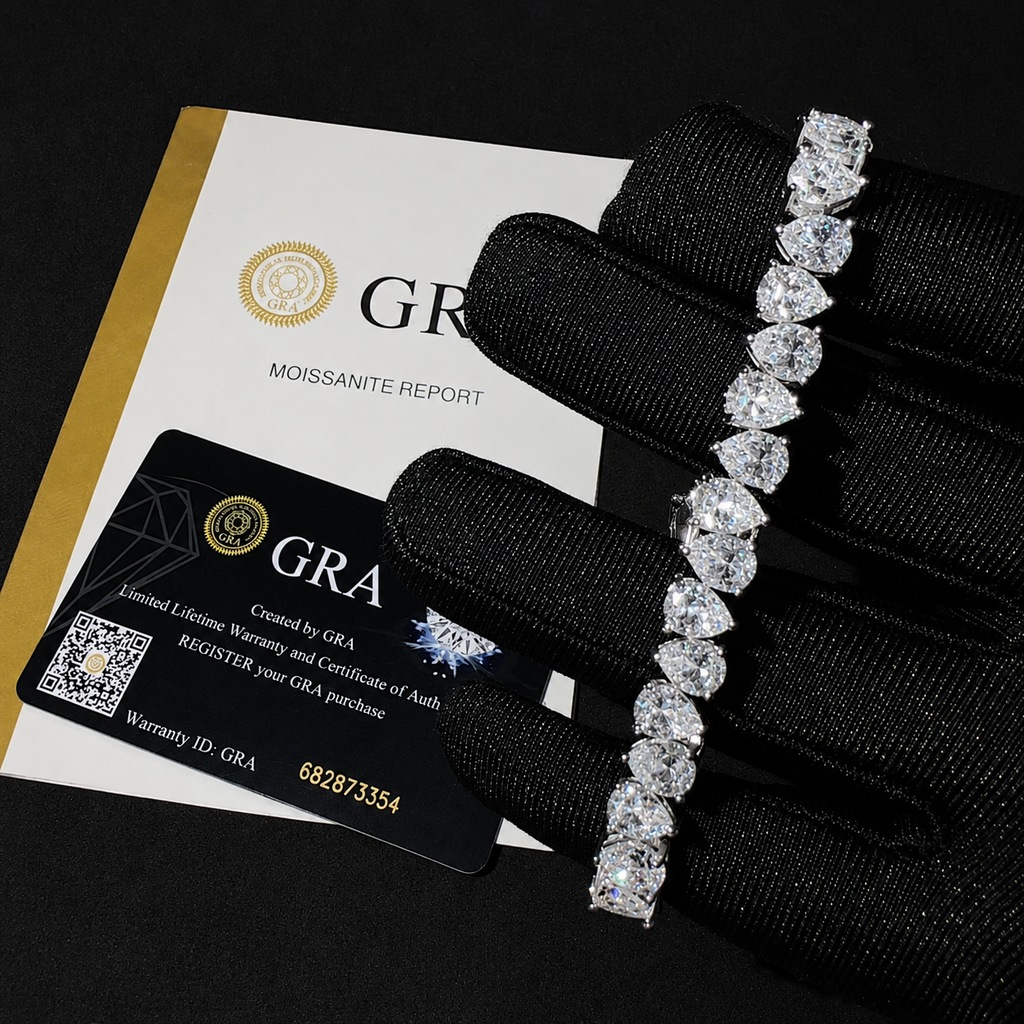 Double Pears 925 Sterling Silver Moissanite Diamond Bracelet