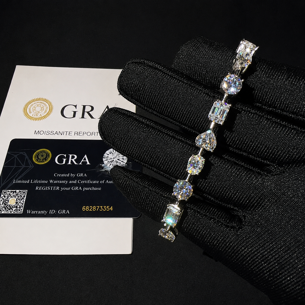 Mix and Match Round - Oval - Heart - Emerald Moissanite Diamond Tennis Bracelet