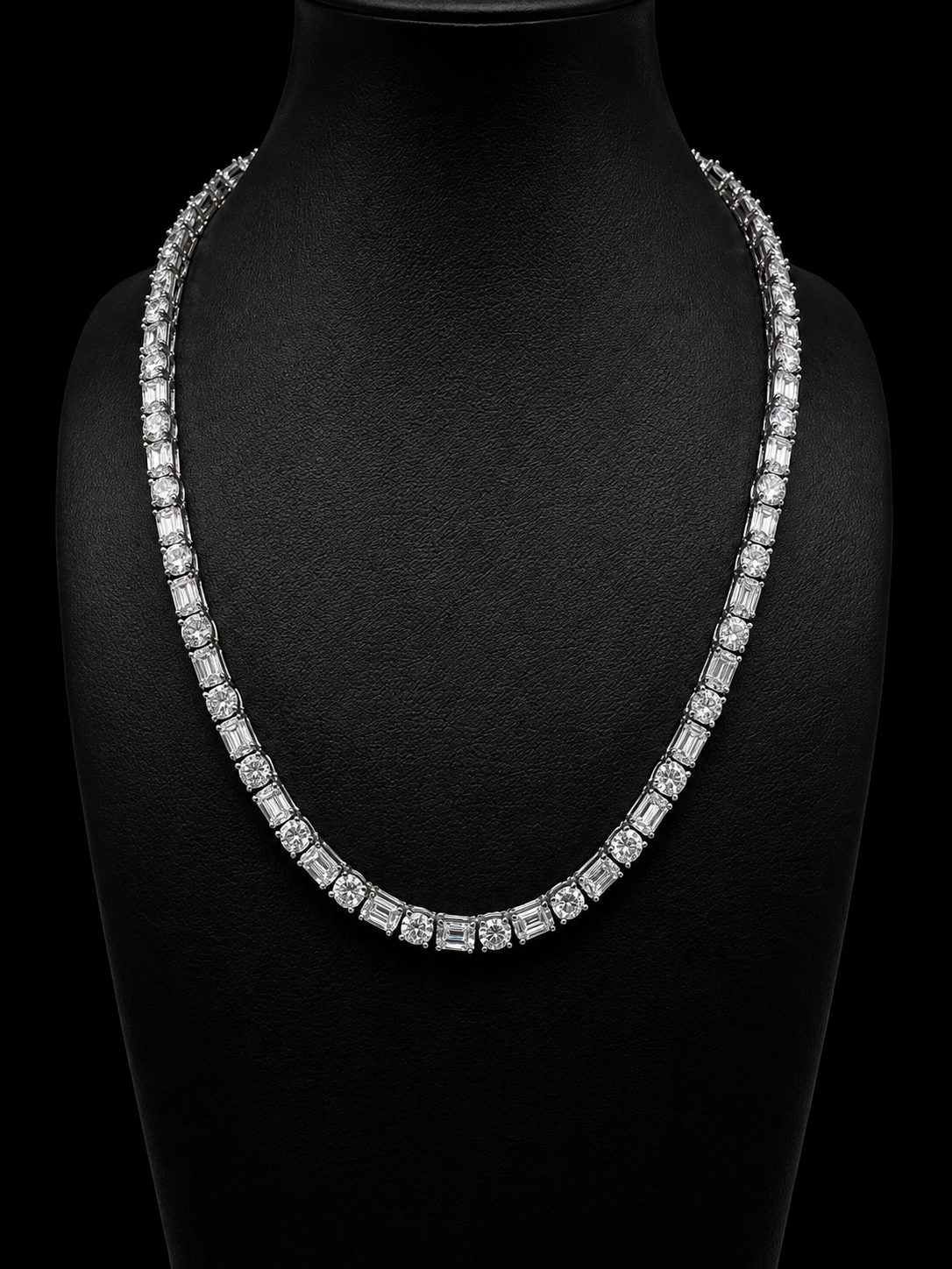 5MM Round and Emerald Moissanite Diamond Necklace