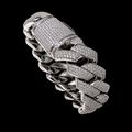 15MM White S925 Sterling Silver Moissanite Diamond Miami Cuban Link Bracelet