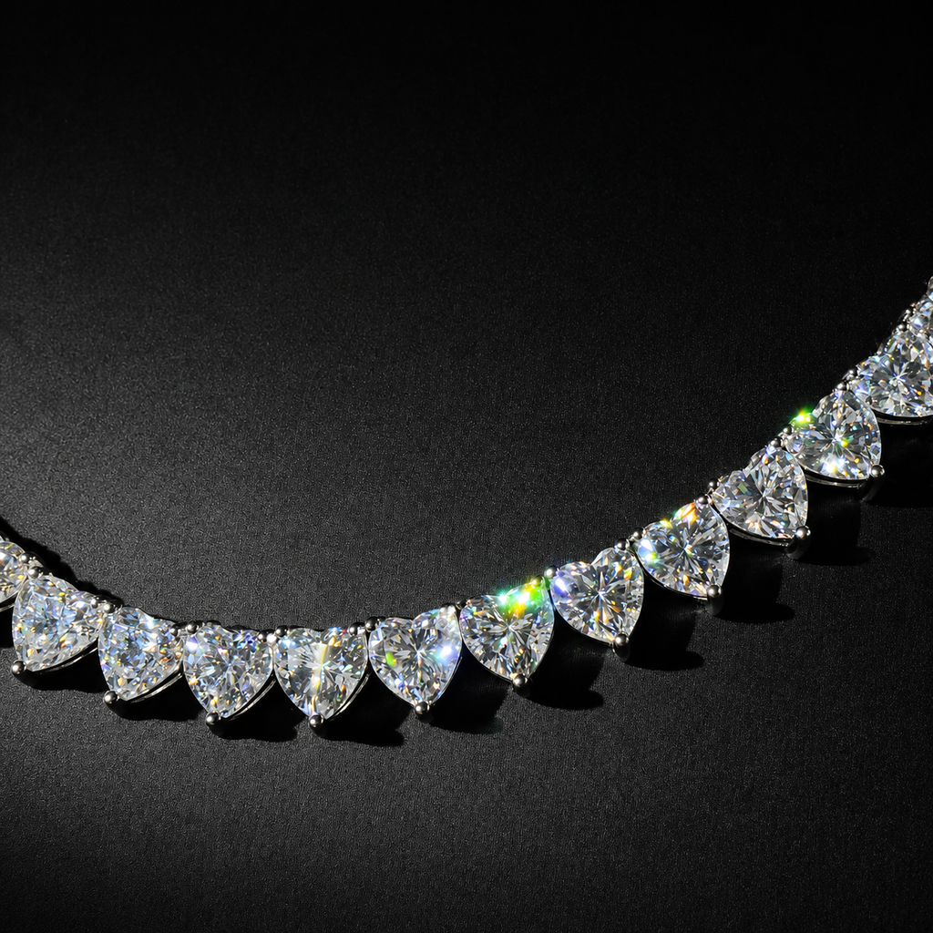 6MM Heart Cut 925 Sterling Silver Moissanite Necklace