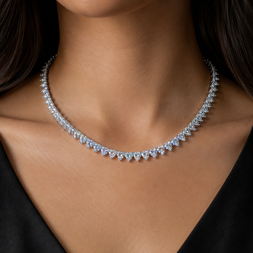 6MM Heart Cut 925 Sterling Silver Moissanite Necklace