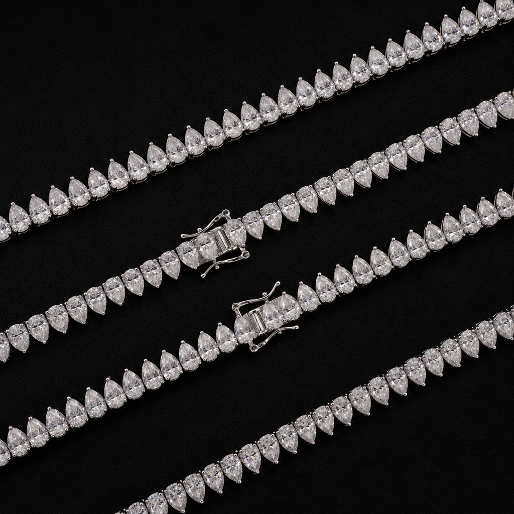 6MM Pear Cut 925 Silver Moissanite Necklace