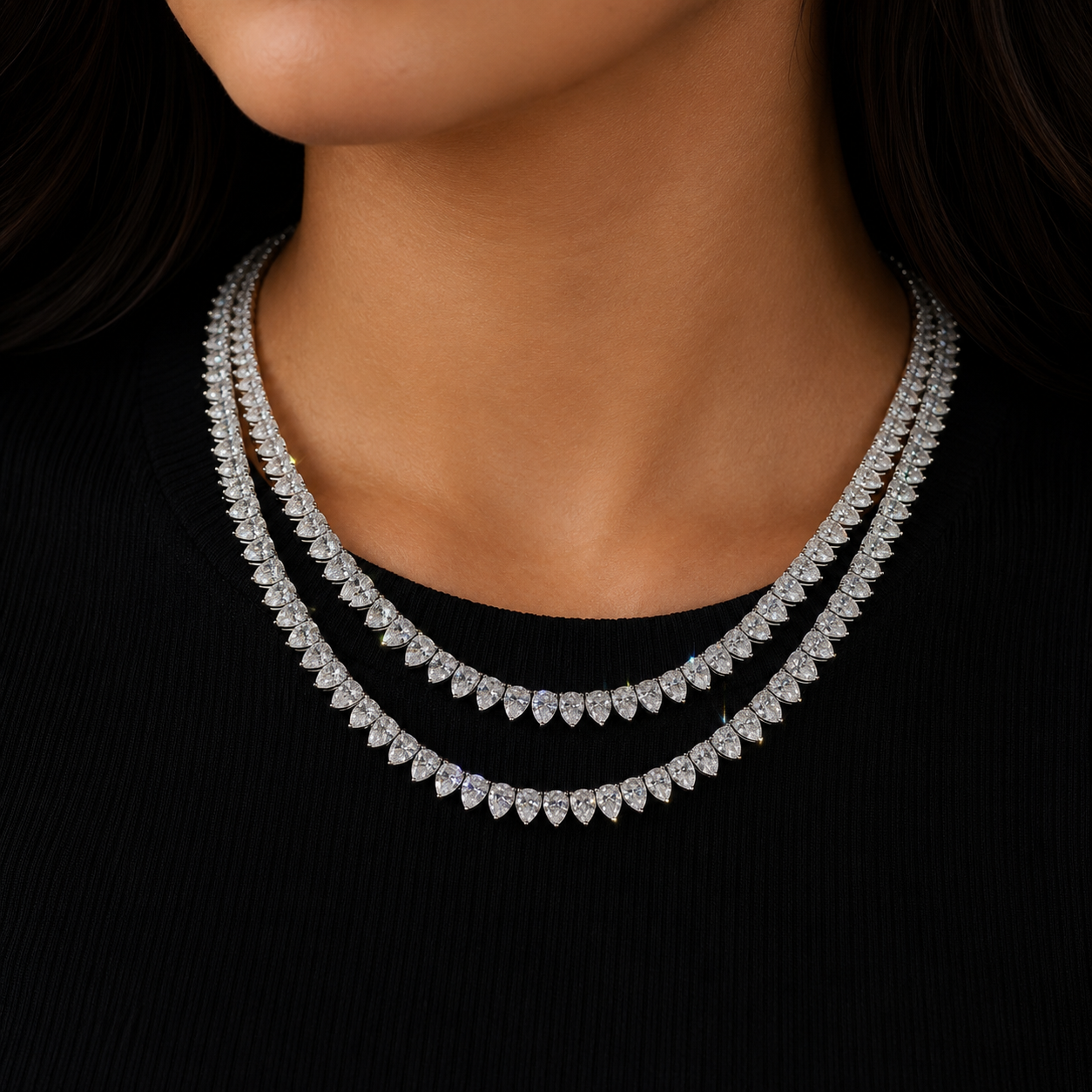 6MM Pear Cut 925 Silver Moissanite Necklace