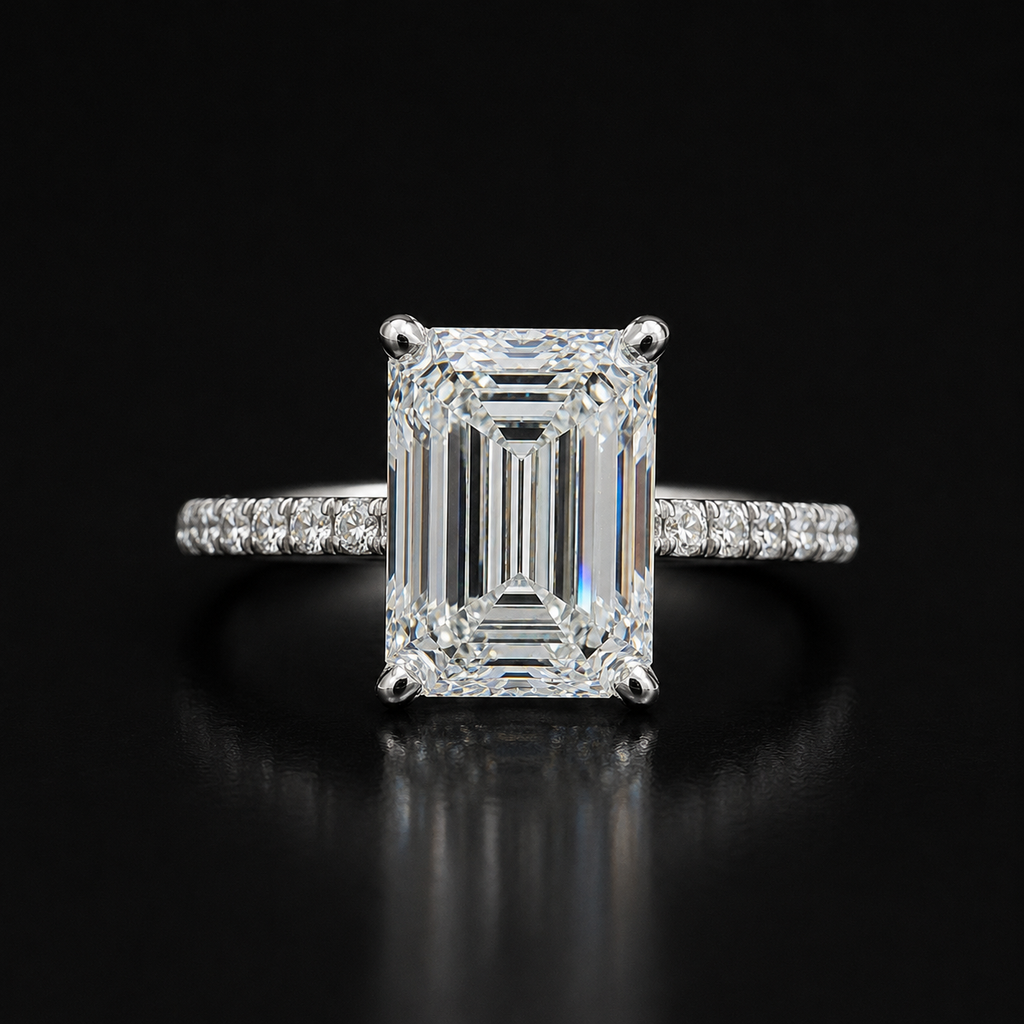 3.10 Carat Emerald Cut Lab-Grown Diamond Ring – IGI Certified, 14K White Gold