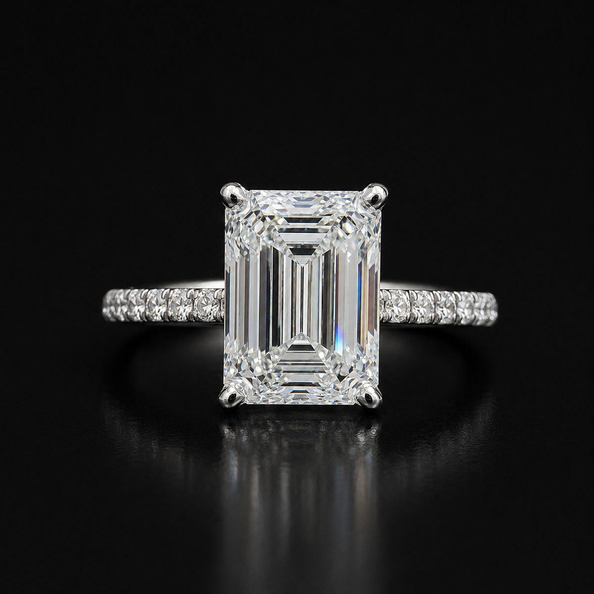 3.10 Carat Emerald Cut Lab-Grown Diamond Ring – IGI Certified, 14K White Gold