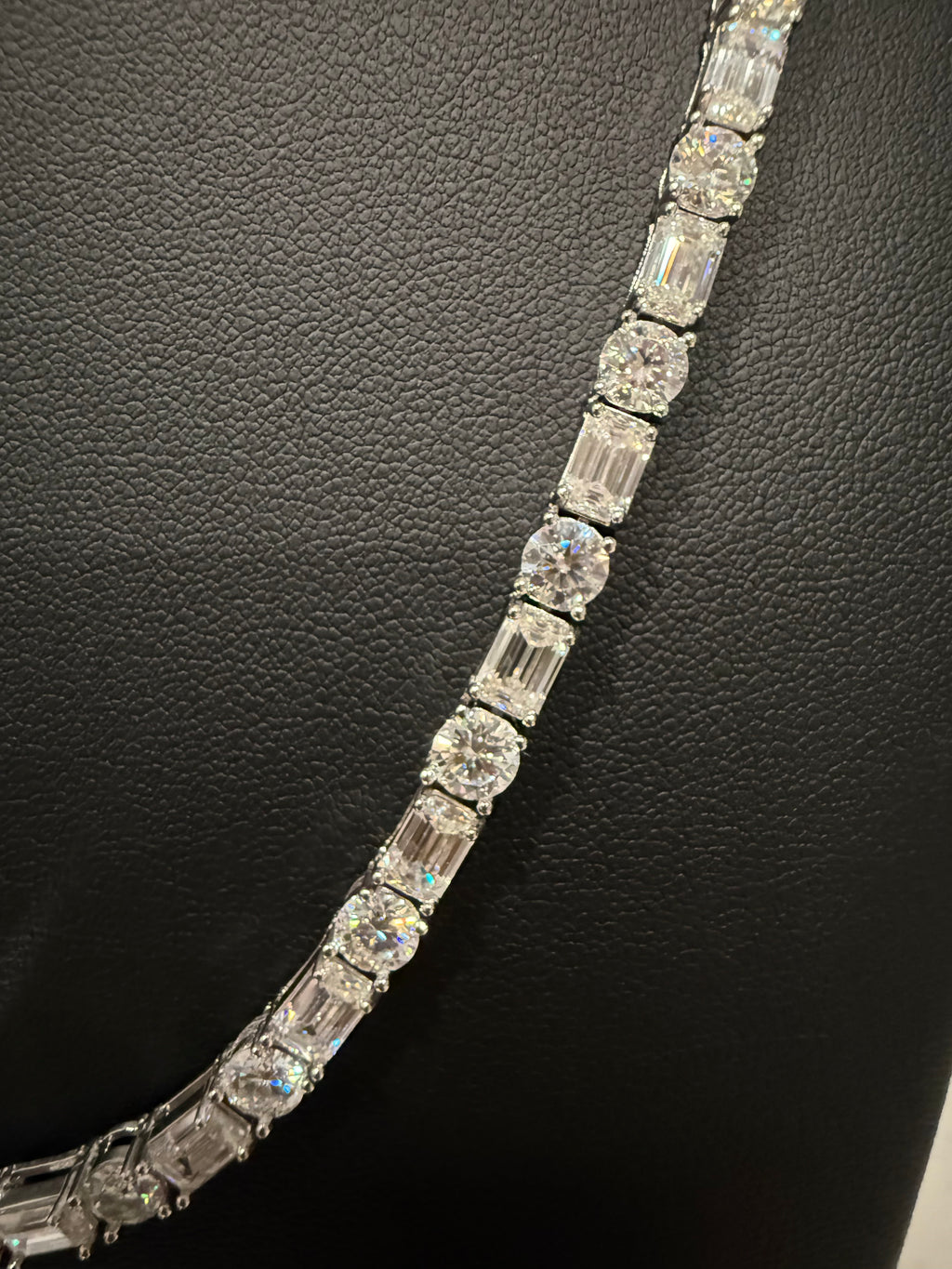 5MM Round and Emerald Moissanite Diamond Necklace