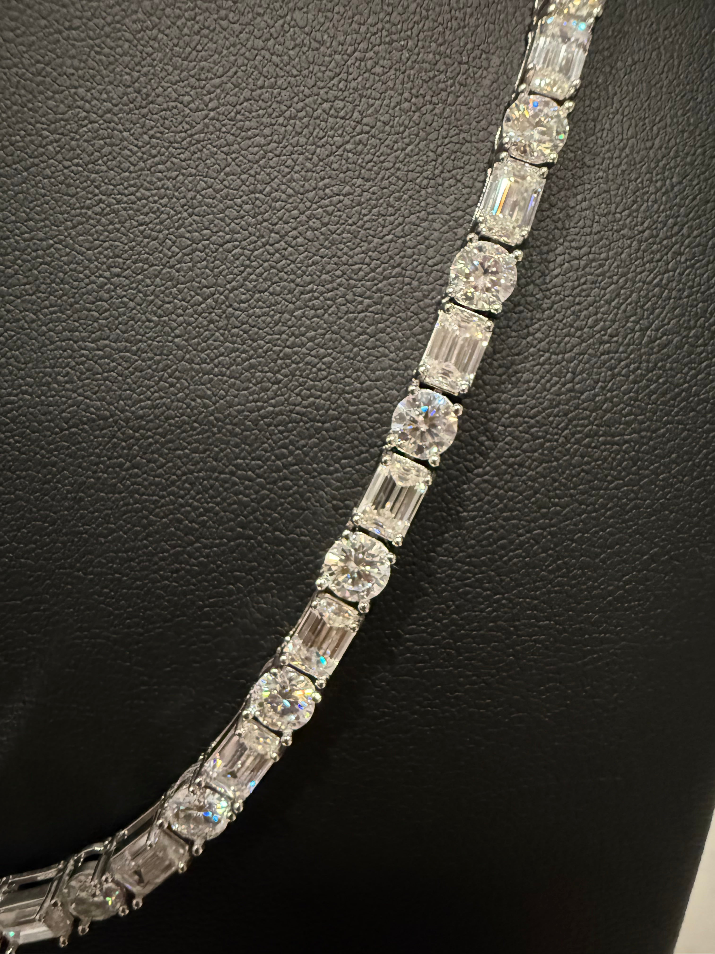 5MM Round and Emerald Moissanite Diamond Necklace