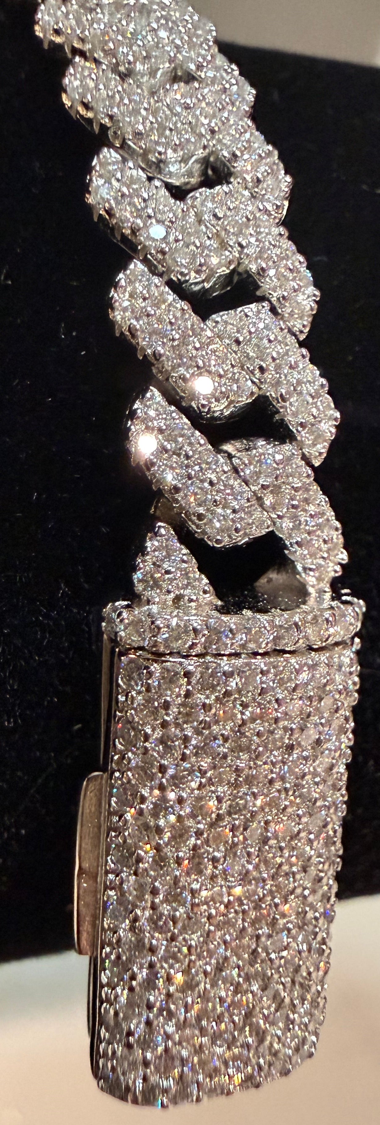 8MM Prong Cuban Link 2Row Moissanite S925 Sterling Silver Bracelet