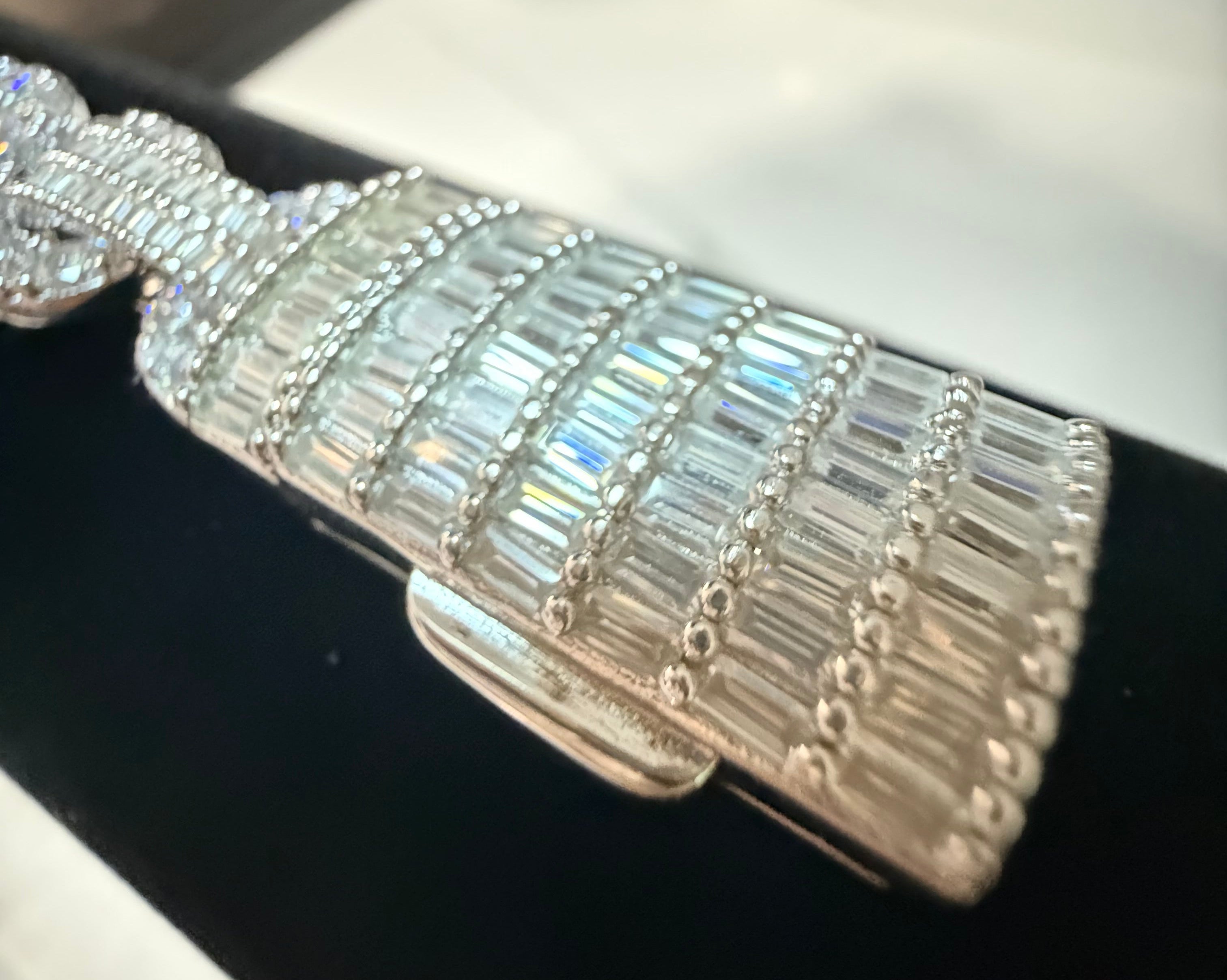 13MM Baguette Moissanite 8Shape Infinity Cuban Bracelet 925 Sterling Silver