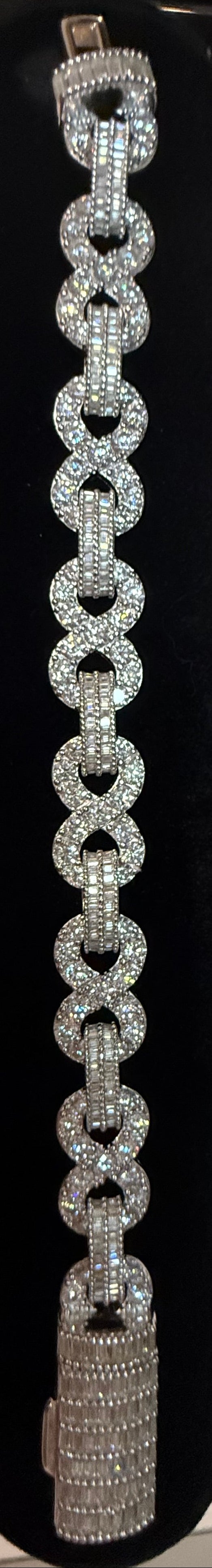 13MM Baguette Moissanite 8Shape Infinity Cuban Bracelet 925 Sterling Silver