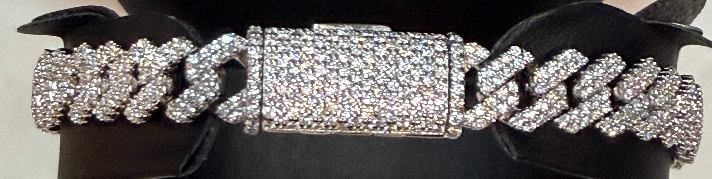 8MM Prong Cuban Link 2Row Moissanite S925 Sterling Silver Bracelet
