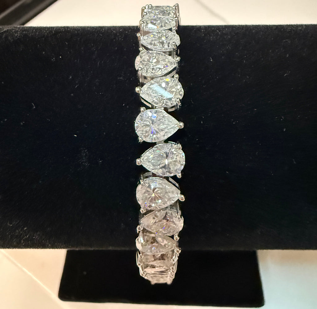 Double Pears 925 Sterling Silver Moissanite Diamond Bracelet