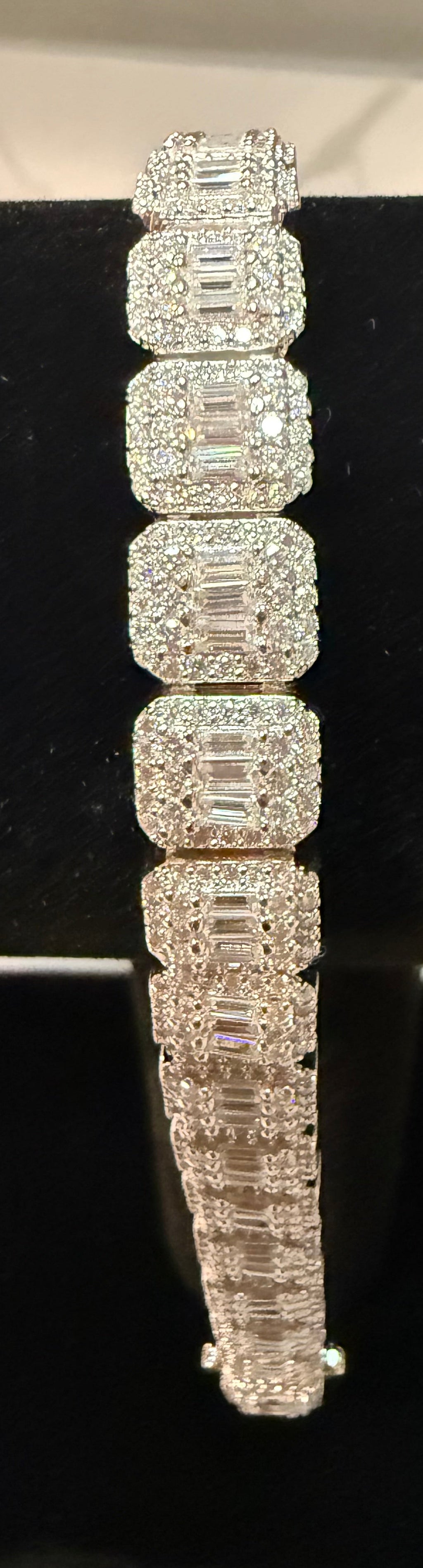 9MM Baguette Cluster Tennis Chain Bracelet 925 Sterling Silver Moissanite
