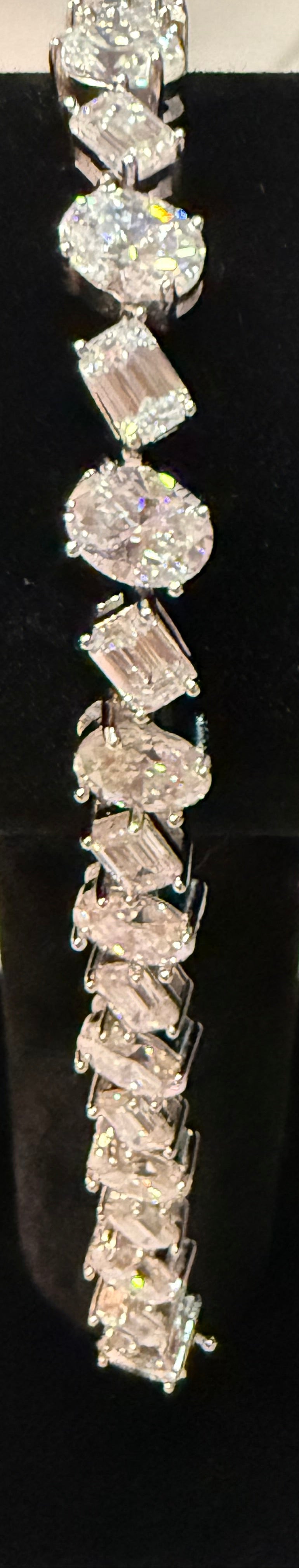 Oval and Emerald Mix and Match 925 Sterling Silver Moissanite Bracelet