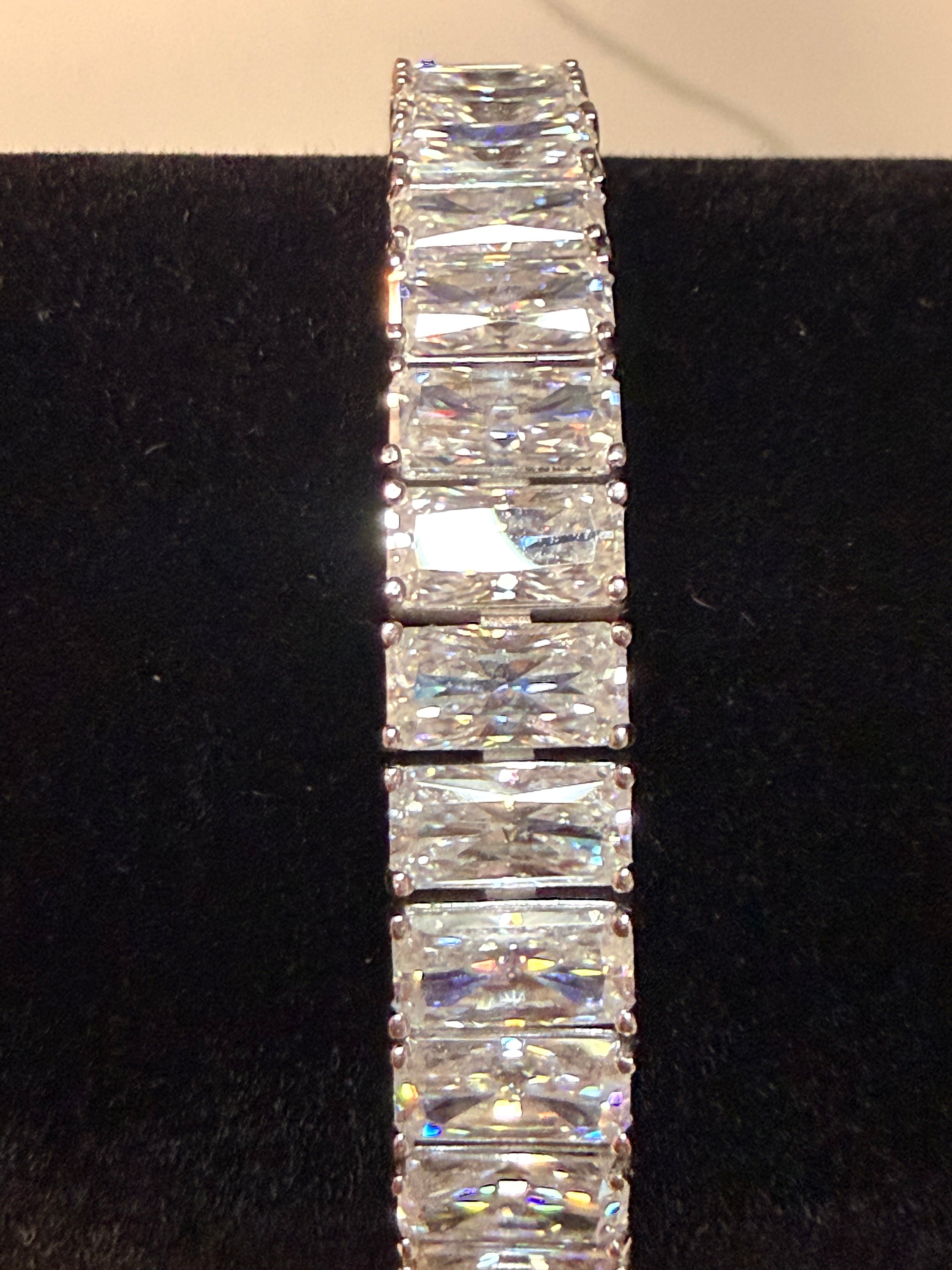 Baguette Tennis Bracelet 925 Sterling Silver Moissanite