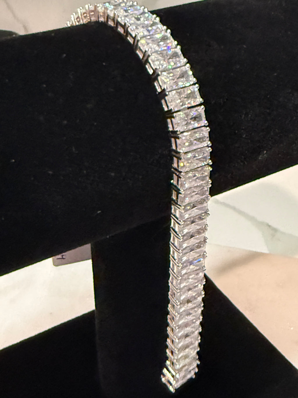 Baguette Tennis Bracelet 925 Sterling Silver Moissanite