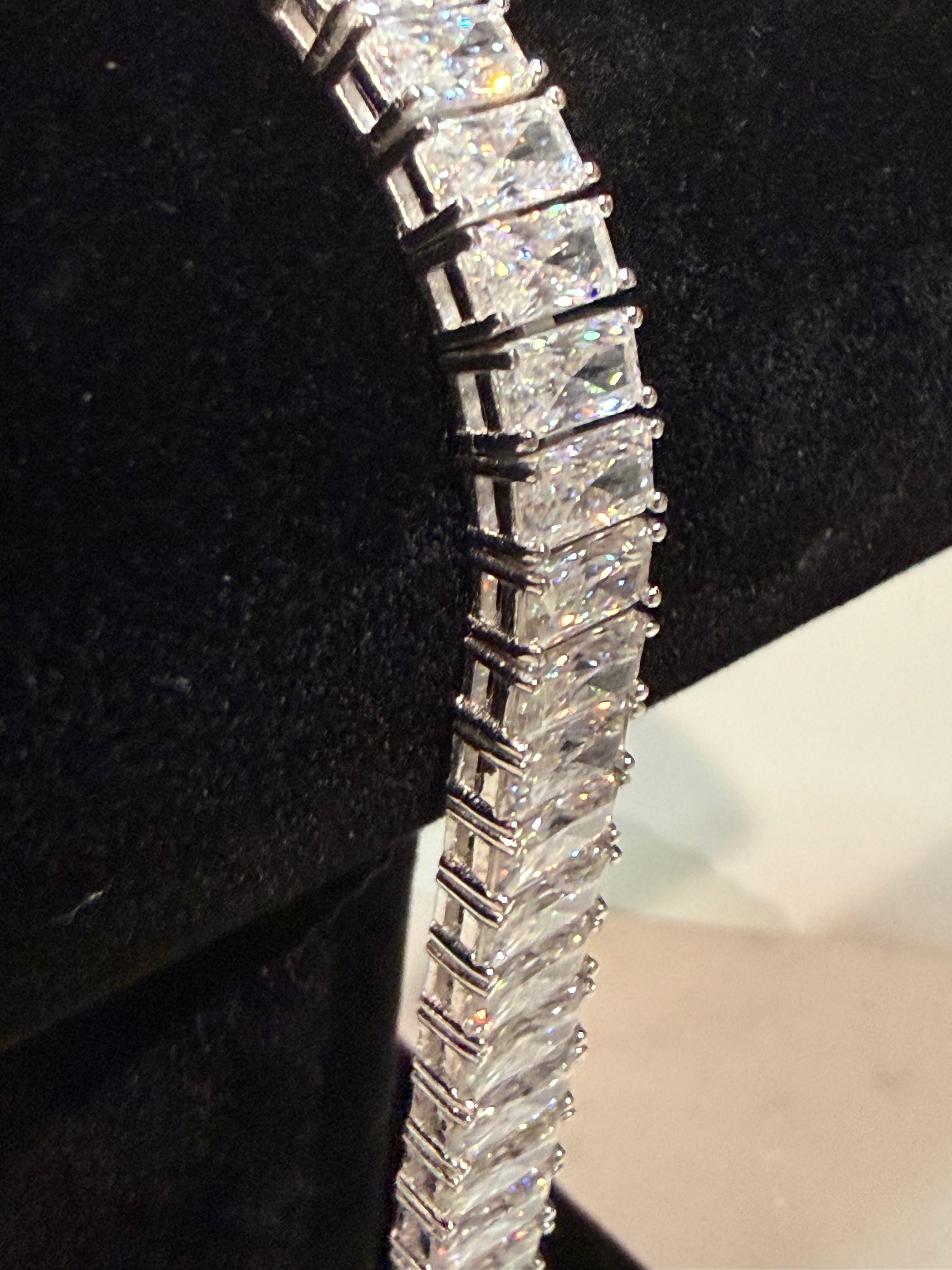 Baguette Tennis Bracelet 925 Sterling Silver Moissanite