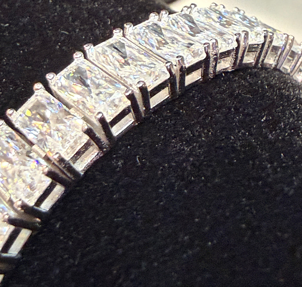 Baguette Tennis Bracelet 925 Sterling Silver Moissanite