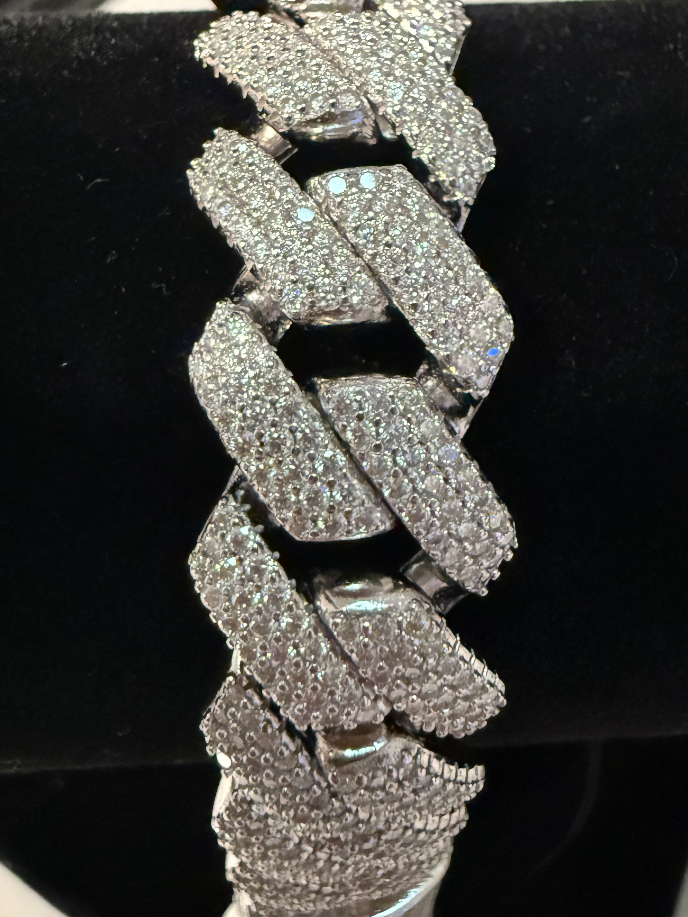 15MM White S925 Sterling Silver Moissanite Diamond Miami Cuban Link Bracelet