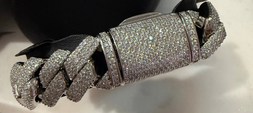 15MM White S925 Sterling Silver Moissanite Diamond Miami Cuban Link Bracelet