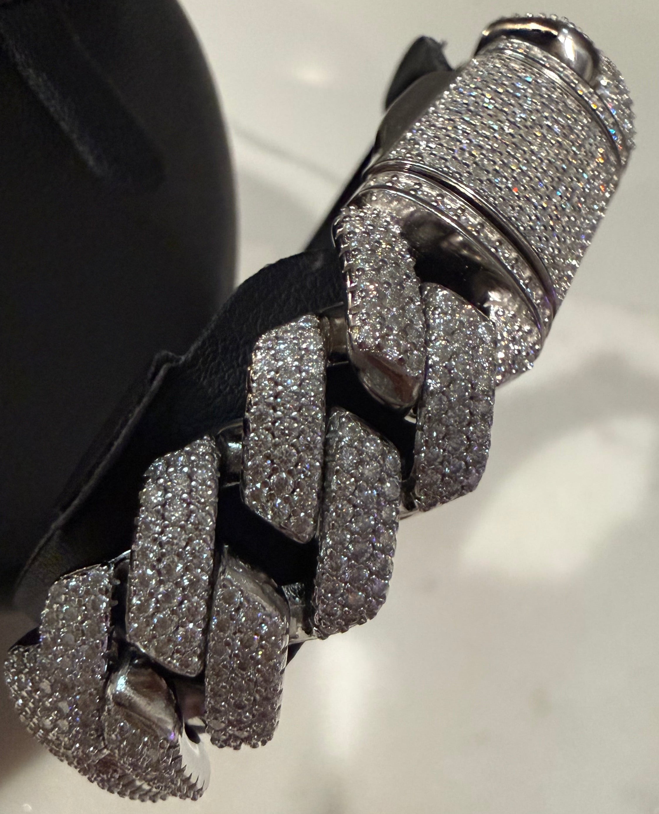 15MM White S925 Sterling Silver Moissanite Diamond Miami Cuban Link Bracelet