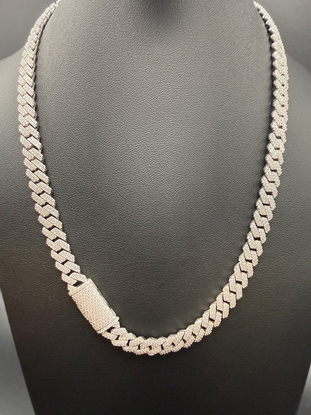 8MM Double Row Moissanite Cuban Link Chain – 925 Sterling Silver